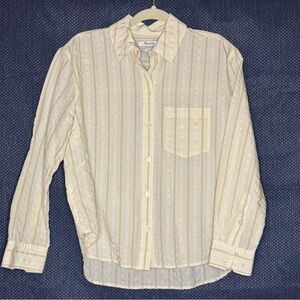 Madewell Women's Cream and Gray Striped Blouse